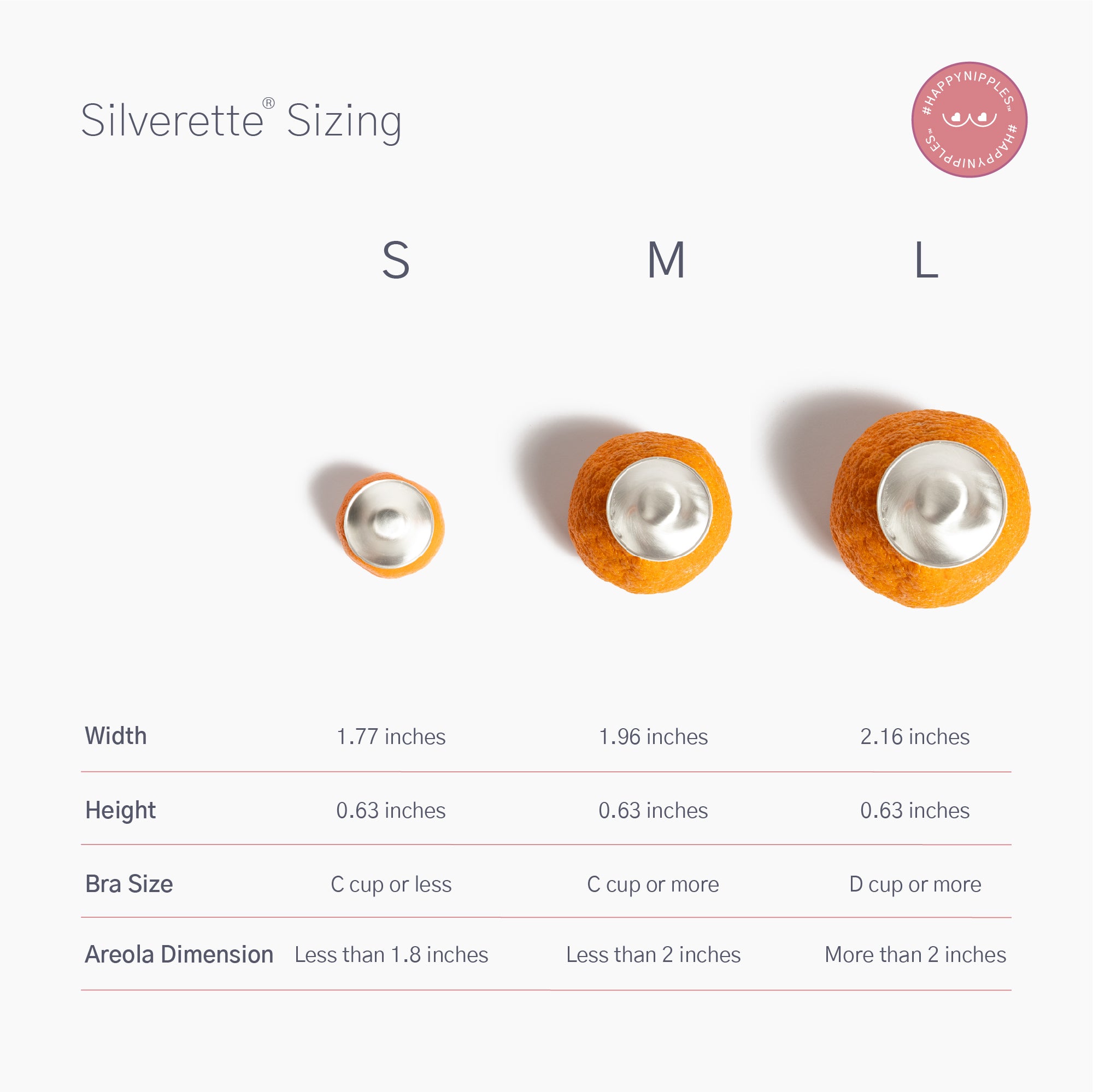 Silverette sizing chart for correct fit